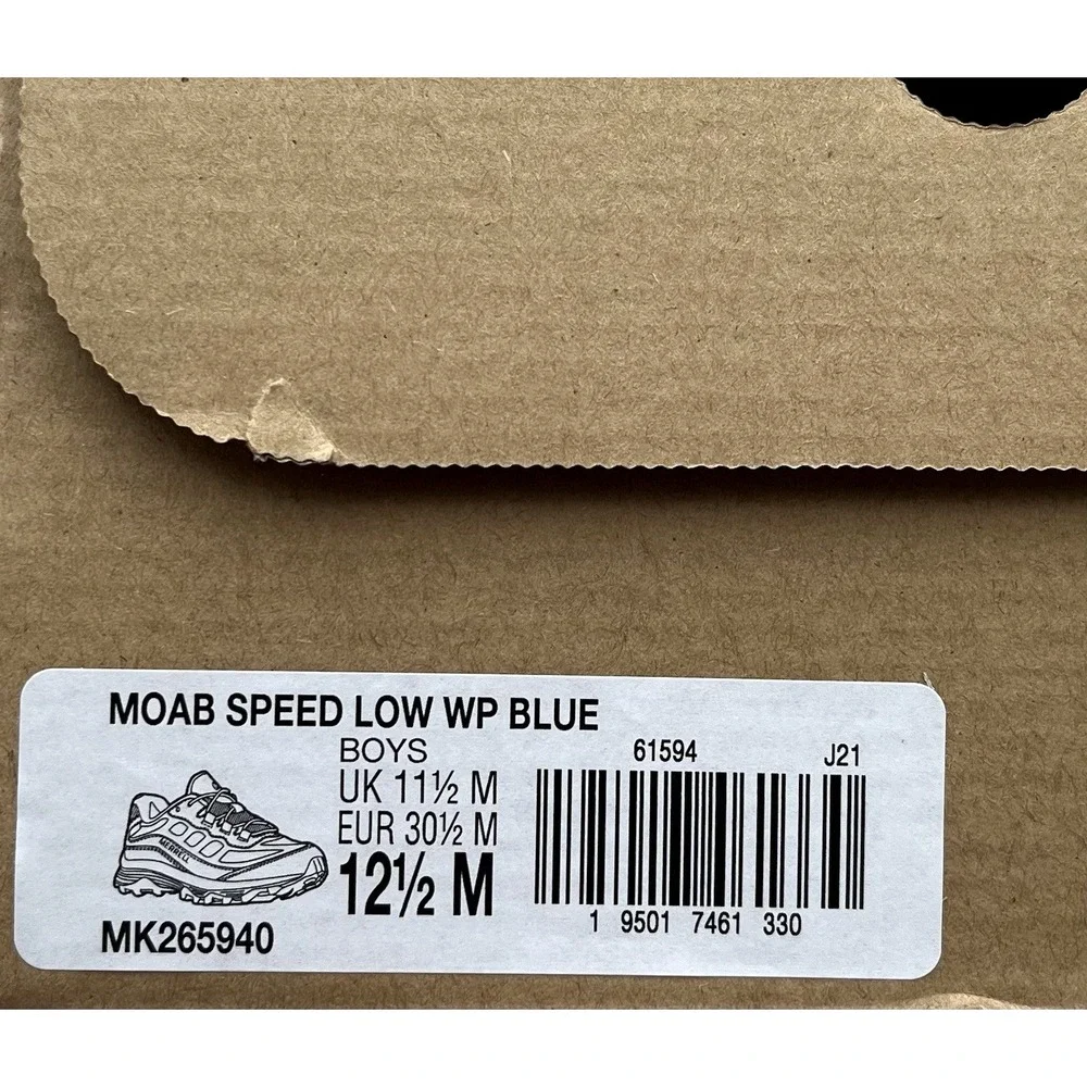 Merrell‎ Moab Speed Little Boys Girls Waterproof Hiking Sneaker Size 12.5 Blue